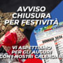 Avviso orari e chiusura per festività